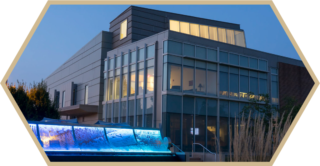 The Burton D. Morgan Center for Entrepreneurship at twilight - Discovery Park District at Purdue - Purdue Research Foundation