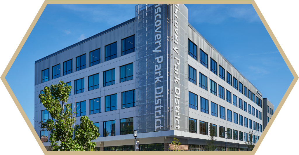 Facade of The Convergence Center for Innovation and Collaboration - Discovery Park District at Purdue - Purdue Research Foundation