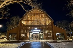 Image of Beck Barn at night.